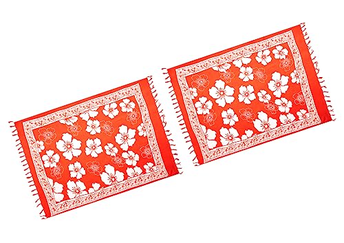 SAIVONA Pareo Sarong Strandtuch Damen - Wickelrock Strand - Handtuch Blickdicht als Wickeltuch oder Handtuchkleid und Wickelkleid Damen - Handarbeit aus Fair Trade Herstellung Batik Rot Weiß 2er Set von SAIVONA