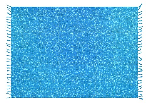 SAIVONA Pareo Sarong Strandtuch Damen-Wickelrock Strand-Handtuch Wickeltuch oder Handtuchkleid und Wickelkleid Damen-Handarbeit Unisex Türkis Punkte von SAIVONA