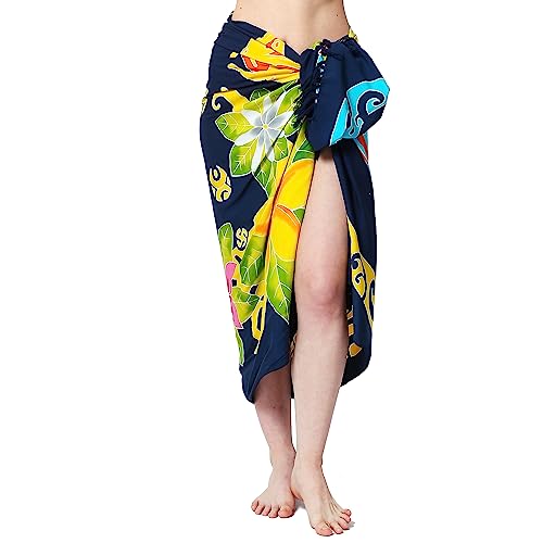 SAIVONA Pareo Sarong Strandtuch Damen-Wickelrock Strand-Handtuch Wickeltuch oder Handtuchkleid und Wickelkleid Damen-Handarbeit aus Fair Trade Herstellung Batik Meeres Tiere von SAIVONA