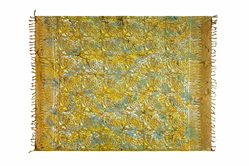 Pareo Sarong Tuch Damen - Wickelrock Strand - Strandtuch Blickdicht als Wickeltuch oder- Handtuchkleid und Wickelkleid Damen - Handarbeit aus Fair Trade Herstellung Batik Beige von SAIVONA
