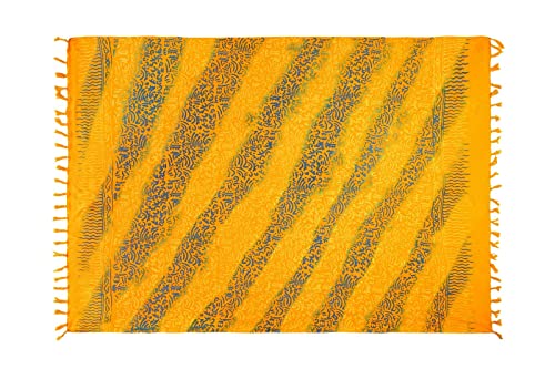 SAIVONA Pareo Sarong Tuch Damen - Wickelrock Strand - Strandtuch Blickdicht als Wickeltuch oder - Handtuchkleid und Wickelkleid Damen - Handarbeit aus Fair Trade Herstellung Batik Gelb Orange SAIVONA Pareo Sarong Tuch Damen - Wickelrock Strand - Strandtuch Blickdicht als Wickeltuch oder - Handtuchkleid und Wickelkleid Damen - Handarbeit aus Fair Trade Herstellung Batik Gelb Orange von SAIVONA