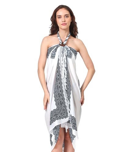 SAIVONA Sarong Pareo Damen Mandala Fransen Viskose Strandtuch Wickeltuch Wickelrock Strandrock Wickeltuch Bikini Cover Up für Badeanzug - Weiß Schwarz Boho Flower Blume SAIVONA Sarong Pareo Damen Mandala Fransen Viskose Strandtuch Wickeltuch Wickelrock Strandrock Wickeltuch Bikini Cover Up für Badeanzug - Weiß Schwarz Boho Flower Blume von SAIVONA