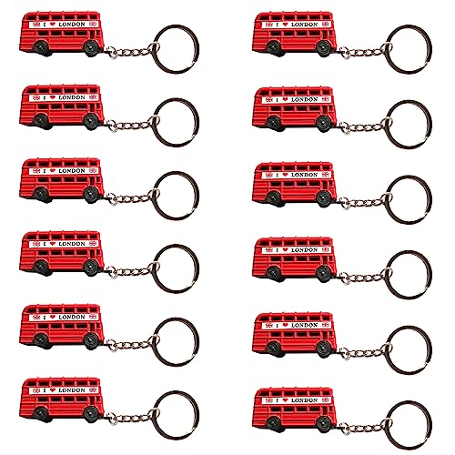 SAJAK Set mit 12 Schlüsselanhängern mit Londoner Bus und roter Telefonzelle, langlebiges Metall, britisches Andenken für Männer und Frauen, Schlüsselhalter und Taschenanhänger-Zubehör, Bus, One size SAJAK Set mit 12 Schlüsselanhängern mit Londoner Bus und roter Telefonzelle, langlebiges Metall, britisches Andenken für Männer und Frauen, Schlüsselhalter und Taschenanhänger-Zubehör, Bus, One size von SAJAK