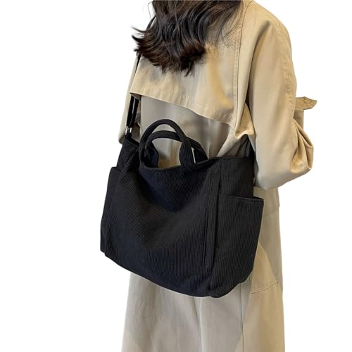 SAKEIOU 2024 NEUE Umhängetasche Cord Vintage Schultertasche Handtasche Einfarbige Tasche Große Kapazität Umhängetasche für Mädchen Frauen von SAKEIOU