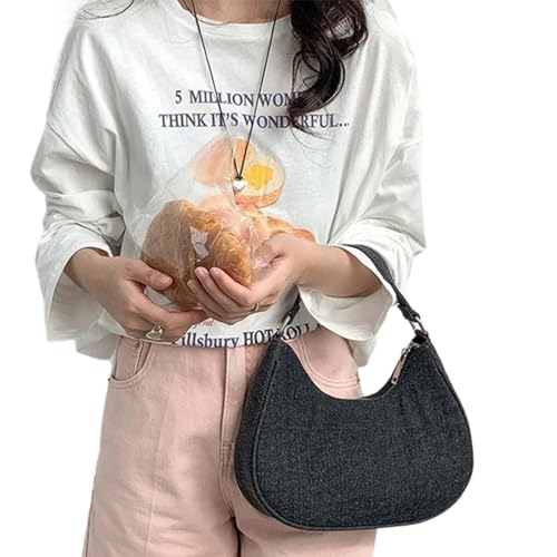 SAKEIOU Damen-Jeans-Tasche, koreanischer Stil, Handtasche, Damen-Modetasche, passende Umhängetasche, Hobo-Unterarmtaschen zum Einkaufen von SAKEIOU