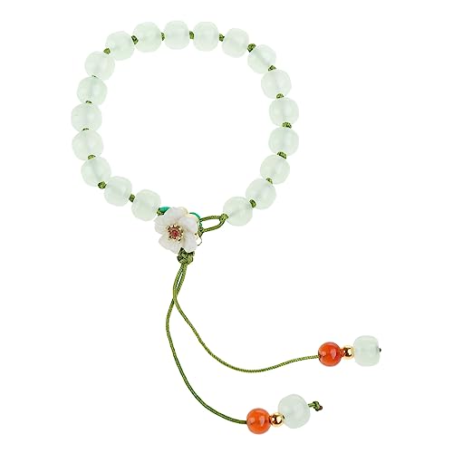 SAKEIOU Elegante runde Jade-koreanische Armbänder, weiße Farbe, Pfirsichblüten-Partygeschenke für Frauen und Mädchen, Modeschmuck-Accessoires von SAKEIOU