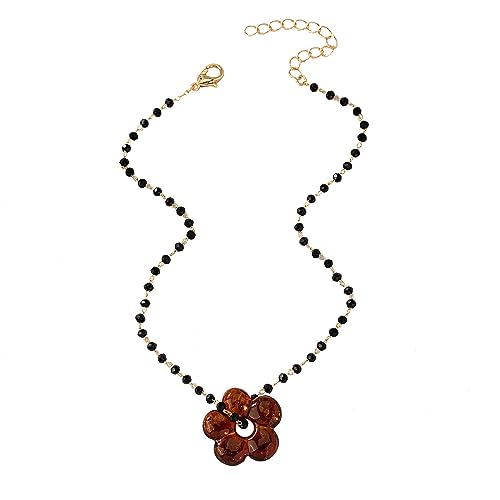 SAKEIOU Glasblumen-Halskette für Frauen und Mädchen, handgefertigter Glasanhänger, Halskette, Schmuck, Schlüsselbeinkette im böhmischen Stil von SAKEIOU