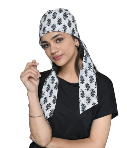 SAKUCHI Baumwoll-Batik-Kopftuch, einfach zu binden, vorgebundenes Kopftuch für Frauen mit Chemo-Haarausfall von SAKUCHI