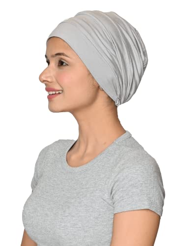 SAKUCHI Damen Chemo Bamboo Slouchy Snood Beanie Turban Kopfbedeckung Mütze für Krebspatienten Haarausfall (Ash) von SAKUCHI