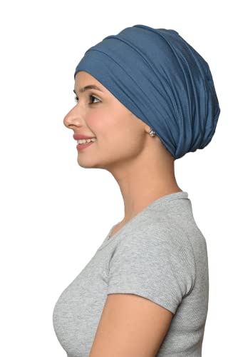 SAKUCHI Damen Chemo Bambus Slouchy Snood Beanie Turban Kopfbedeckung Hut für Krebspatienten Haarausfall Metallic Grau von SAKUCHI