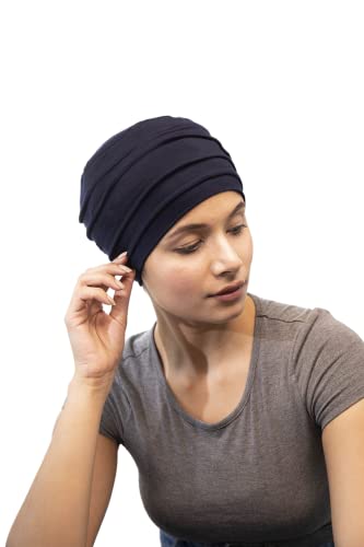 SAKUCHI Damen Chemo Bambus Slouchy Snood Beanie Turbane Kopfbedeckung Hut für Krebspatienten Haarausfall Navy von SAKUCHI