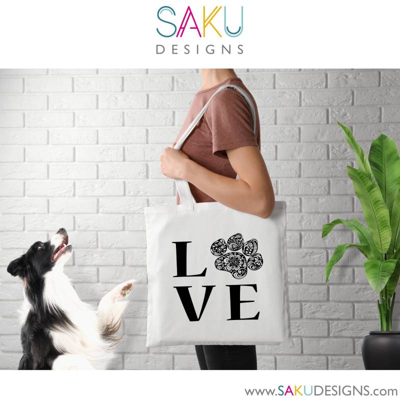 Love Dog Tote Bag-Tote Bag-Pet Bag-Canvas Bag-Fell Baby-Hund Mama-Geschenke Für Hundeliebhaber-Hunde-Wiederverwendbare Tasche-Ecofriendly von SAKUDesignsEtsy