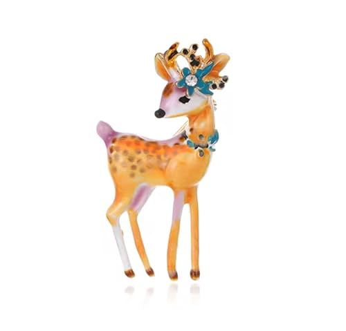 SAKURRDD 2,5 * 4,4 cm Tierbroschen for Frauen Unisex Emaille Sika Deer Brosche Kleidung Rucksack Metall Pins/37 von SAKURRDD