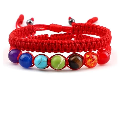 SAKURRDD 2 Teile/Satz Paar Abstand Armband 7 Chakra Rot Gewebten Faden Seil Armband Armreifen Frauen Männer Armband Freund/64 SAKURRDD 2 Teile/Satz Paar Abstand Armband 7 Chakra Rot Gewebten Faden Seil Armband Armreifen Frauen Männer Armband Freund/64 von SAKURRDD