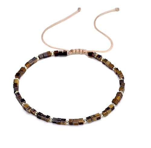 SAKURRDD 2mm Natursteinperlen Geflochtene Armbänder Kleines Quadratisches Tigerauge Aventurin Karneol Armband for Frauen Handarbeit Gewebtes Armband/263 von SAKURRDD