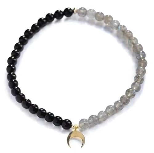 SAKURRDD 4 MM Labradorit Schwarzer Turmalin Mond Armband Damen,Schwarz,19cm/180 SAKURRDD 4 MM Labradorit Schwarzer Turmalin Mond Armband Damen,Schwarz,19cm/180 von SAKURRDD