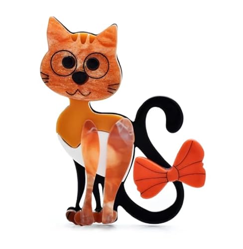 SAKURRDD 6,5 * 5,5 cm Acryl-Katzenbroschen for Frauen Unisex Wear Bowknot Tail Animal Party Brosche Pins/59 von SAKURRDD