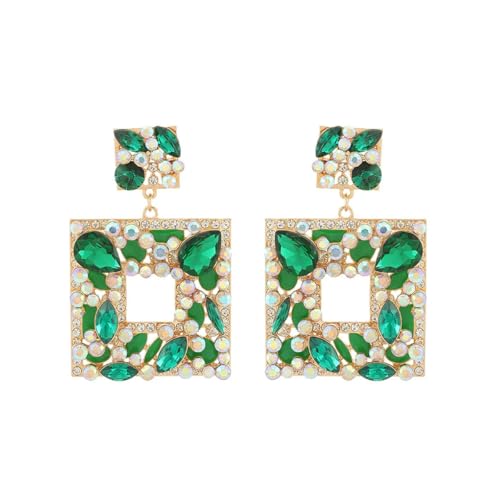 SAKURRDD 6,7 * 4,1 cm Glasdekor Mehrschichtiges Design Quadratische baumelnde Tropfenohrringe for Frauen/471 von SAKURRDD