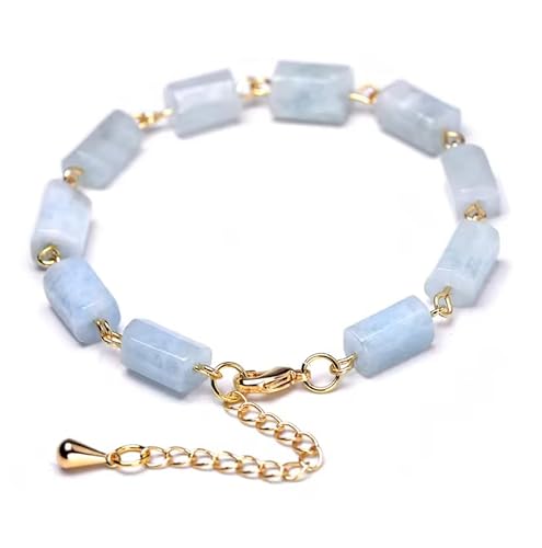SAKURRDD 8 * 11 cm Naturstein Cylindrica Blau Aquamarin Goldkette Chakra-Armbänder for Frauen Handarbeit, Blau Aquamarin, 19 cm/148 SAKURRDD 8 * 11 cm Naturstein Cylindrica Blau Aquamarin Goldkette Chakra-Armbänder for Frauen Handarbeit, Blau Aquamarin, 19 cm/148 von SAKURRDD