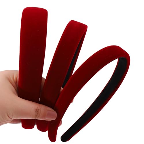 Haarreifen Damen Samt Breit, 3pcs Haarreifen Damen modern, Stirnbänder Breit, Modischer Damen Haarschmuck für Den Weg zur Arbeit und Partys(Rot) von SALGIA