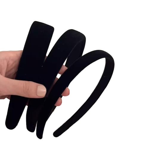 SALGIA Damen Samt Haarreifen, 3pcs Modern, Breit, Stirnbänder, Modischer Damen Haarschmuck für Den Weg zur Arbeit und Partys (Schwarz) von SALGIA