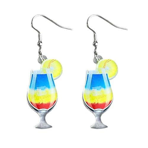 Hawaii Ohrringe Damen, Weinglas Ohrringe, Böhmische Bunte Süße Weinglas Ohrringes für Damen, Sommer, Strand, Party, Urlaub, Ohrringes, Geburtstagsschmuck, Geschenk（B） von SALGIA