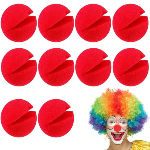 SALGIA 10 Stück Clownsnasen Rot, ø 5cm Clownnase Schaumstoff, Clown Nase Rot, Cosplay Nasen Kostüm Clown Nase, für Halloween Weihnachten Karneval Zirkus Party Nase von SALGIA