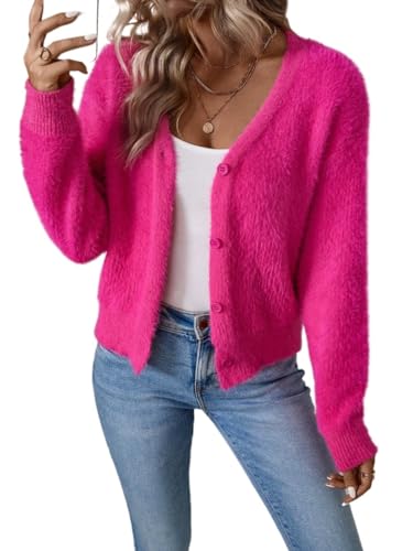 SALGOO Fall Sweaters Coat For Womens Cardigan Drop Shoulder Button Front Knit Cardigan von SALGOO