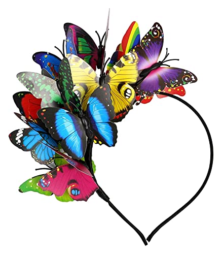 Fascinator Halloween Stirnband Fascinator Schmetterlingsdekor, Weihnachtsstirnband Party Kopfbedeckung Haarschmuck Party Dress Up (Color : Rainbow-1) von SALIGIAEY