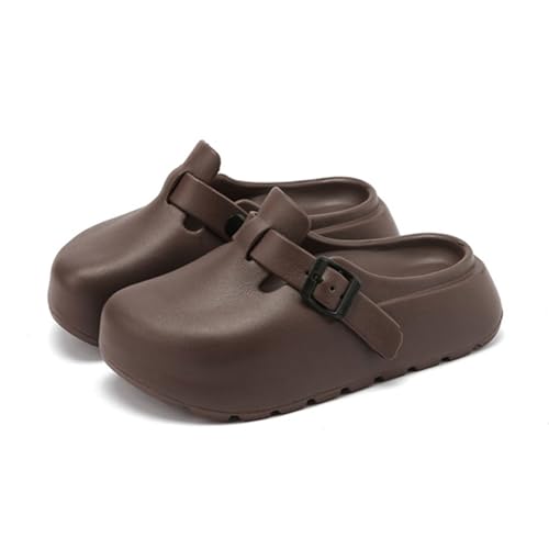 SALIGNA Damen Plateau Clogs Verstellbare Schnalle Rutschfeste Sandalen Slip On Clog Hausschuhe Gartenschuhe Outdoor Strand Schuhe, Braun, 7.5-8 SALIGNA Damen Plateau Clogs Verstellbare Schnalle Rutschfeste Sandalen Slip On Clog Hausschuhe Gartenschuhe Outdoor Strand Schuhe, Braun, 7.5-8 von SALIGNA