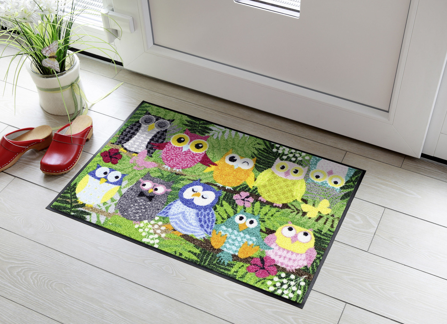 Fußmatte mit Eulen-Motiv, Maße 50x75 cm, Bunt von SALON LÖWE
