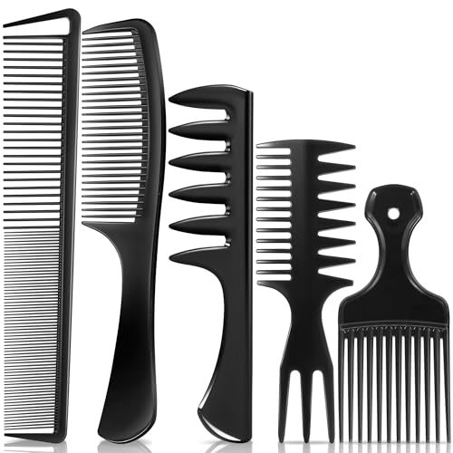 Salonsilk Haarkämme für Herren, Haarkamm-Set für Afro-schwarze Herrenlocken, breite Zähne, mittlere Zahnung, Styling-Verband für Twist-Entwirrer, natürliches Haar, 5 Stück Salonsilk Haarkämme für Herren, Haarkamm-Set für Afro-schwarze Herrenlocken, breite Zähne, mittlere Zahnung, Styling-Verband für Twist-Entwirrer, natürliches Haar, 5 Stück von SALON SILK