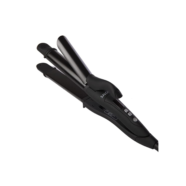 SALONIA - 2 Way Straightening & Curling Hair Iron (100V-240V) SL-002AB - 1stück - 32mm All Black von SALONIA