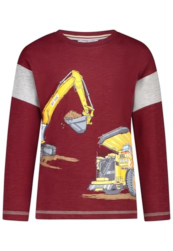 SALT AND PEPPER BY KIDS PARK Jungen Langarmshirt mit Bagger Print T-Shirt, Maroon red, 116/122 cm von SALT AND PEPPER