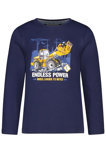 SALT AND PEPPER BY KIDS PARK Jungen Langarmshirt mit Bagger Stickerei-Applikation T-Shirt, True Navy, 128/134 cm von SALT AND PEPPER