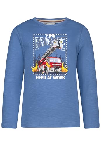 SALT AND PEPPER BY KIDS PARK Jungen Langarmshirt mit Feuerwehr Stickerei-Applikation T-Shirt, Jeans Blue, 116-122 von SALT AND PEPPER