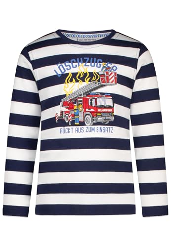 SALT AND PEPPER BY KIDS PARK Jungen Langarmshirt mit Feuerwehr Stickerei-Applikation T-Shirt, True Navy, 104/110 cm von SALT AND PEPPER
