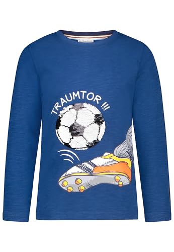 SALT AND PEPPER BY KIDS PARK Jungen Langarmshirt mit Fussball aus Wendepailletten T-Shirt, deep Blue, 116 cm-122 cm von SALT AND PEPPER