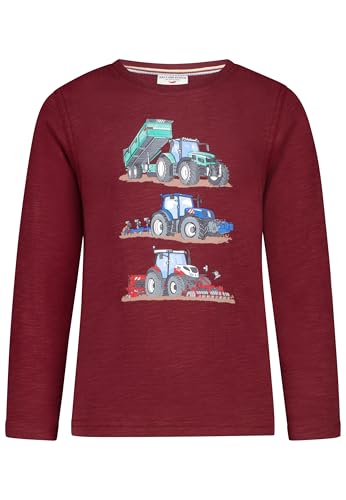 SALT AND PEPPER BY KIDS PARK Jungen Langarmshirt mit Traktor Print T-Shirt, Maroon red, 116-122 von SALT AND PEPPER