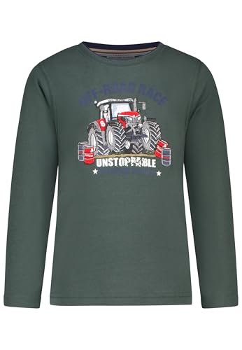 SALT AND PEPPER BY KIDS PARK Jungen Langarmshirt mit Traktor Stickerei-Applikation T-Shirt, Cypress Green, 92 cm-98 cm von SALT AND PEPPER