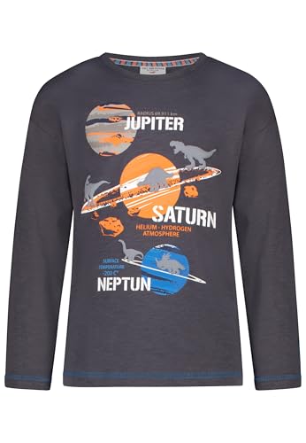 SALT AND PEPPER BY KIDS PARK Jungen Langarmshirt mit dreidimensionalem Weltall Print T-Shirt, Graphite, 128/134 cm von SALT AND PEPPER