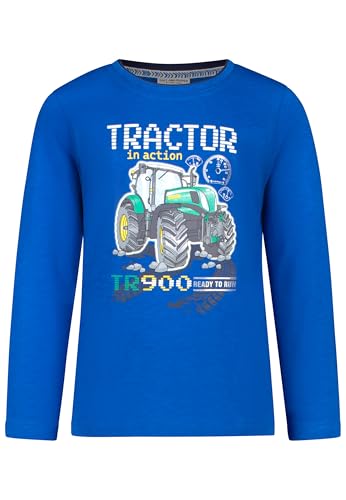SALT AND PEPPER BY KIDS PARK Jungen Langarmshirt mit leuchtendem Traktor Print T-Shirt, Signal Blue, 104/110 cm von SALT AND PEPPER