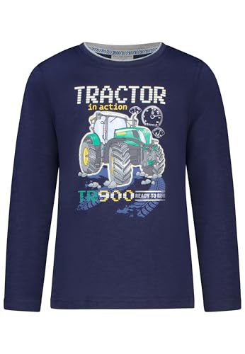 SALT AND PEPPER BY KIDS PARK Jungen Langarmshirt mit leuchtendem Traktor Print T-Shirt, True Navy, 128/134 cm von SALT AND PEPPER