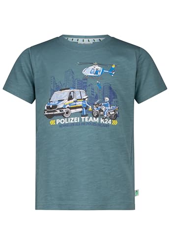 SALT AND PEPPER BY KIDS PARK Jungen Polizei Print Stickmotiv aus Slub Jersey T-Shirt, Agave Green, 116/122 cm von SALT AND PEPPER