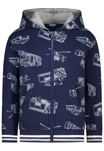 SALT AND PEPPER BY KIDS PARK Jungen Sweatjacke mit Fahrzeuge All Over Print T-Shirt, True Navy, 116/122 cm von SALT AND PEPPER