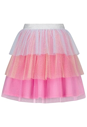 SALT AND PEPPER BY KIDS PARK Mädchen 3 Farbiger Tüllrock mit Glitzerbündchen Rock, Magenta, 122 von SALT AND PEPPER