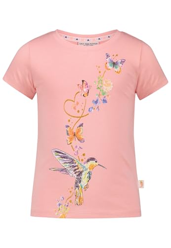 SALT AND PEPPER BY KIDS PARK Mädchen Colibri Glitterprint und Pailletten T-Shirt, Peach, 104 cm-110 cm von SALT AND PEPPER