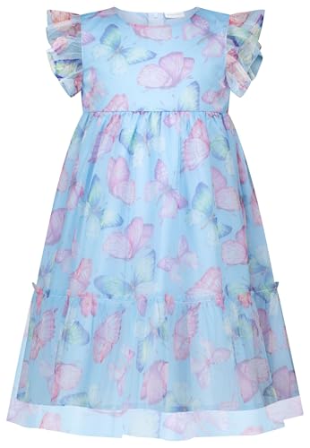SALT AND PEPPER BY KIDS PARK Mädchen Girls Summer Dress Butterfly Kinderkleid, Multi, 128 cm von SALT AND PEPPER
