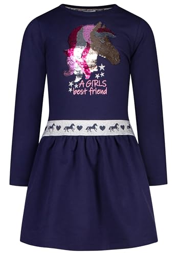 SALT AND PEPPER BY KIDS PARK Mädchen Girls Sweat Dress Sequin Horse Kinderkleid, True Navy, 128 cm von SALT AND PEPPER