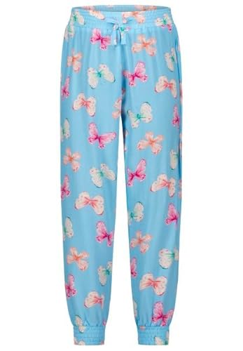 SALT AND PEPPER BY KIDS PARK Mädchen Hose aus Viskose mit Schmetterling All Over Print Trainingshose, Blue Topaz, 110 cm von SALT AND PEPPER